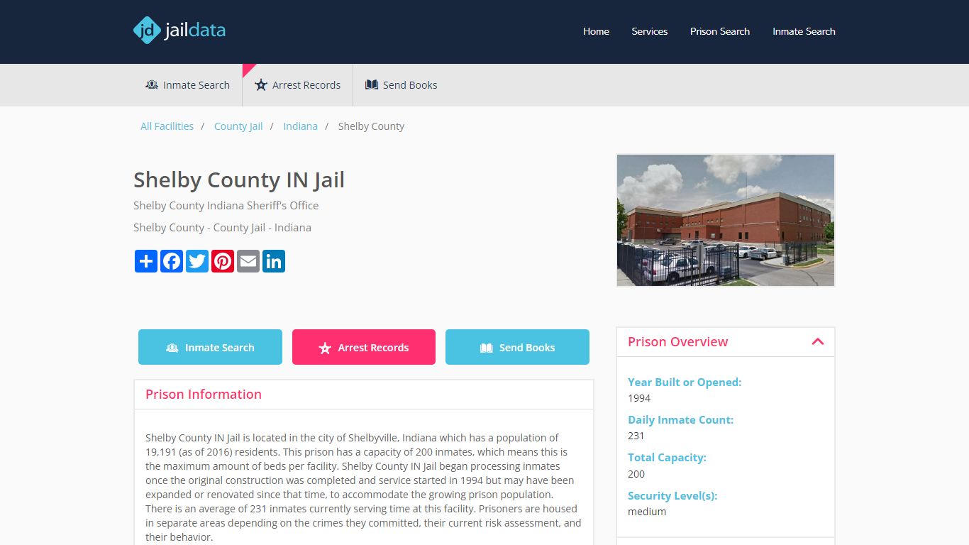 Shelby County IN Jail Inmate Search and Prisoner Info - Shelbyville, IN