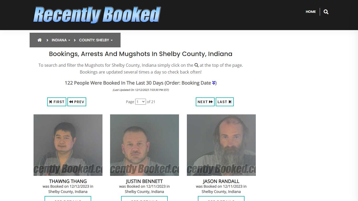 Recent bookings, Arrests, Mugshots in Shelby County, Indiana