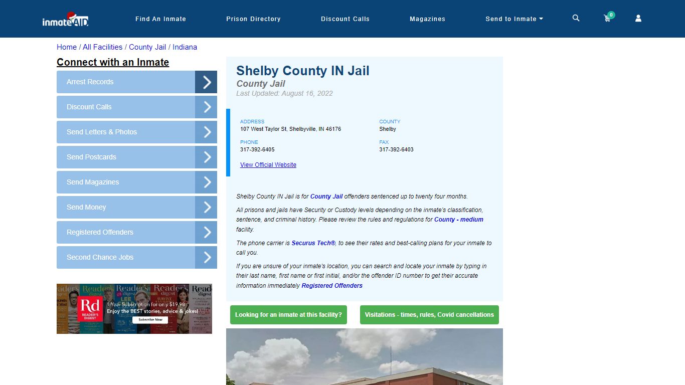 Shelby County IN Jail - Inmate Locator - Shelbyville, IN